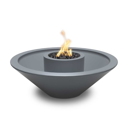 The Outdoor Plus 48 Round Cazo Fire & Water Bowl - GFRC Concrete - Metallic Pearl - Match Lit - Liquid Propane OPT-48CZFW360-MPR-LP
